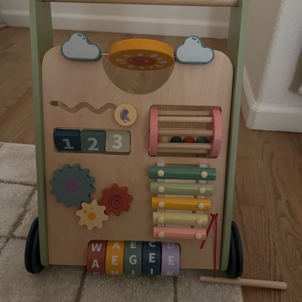 Colorful Wooden Activity Walker for Kids